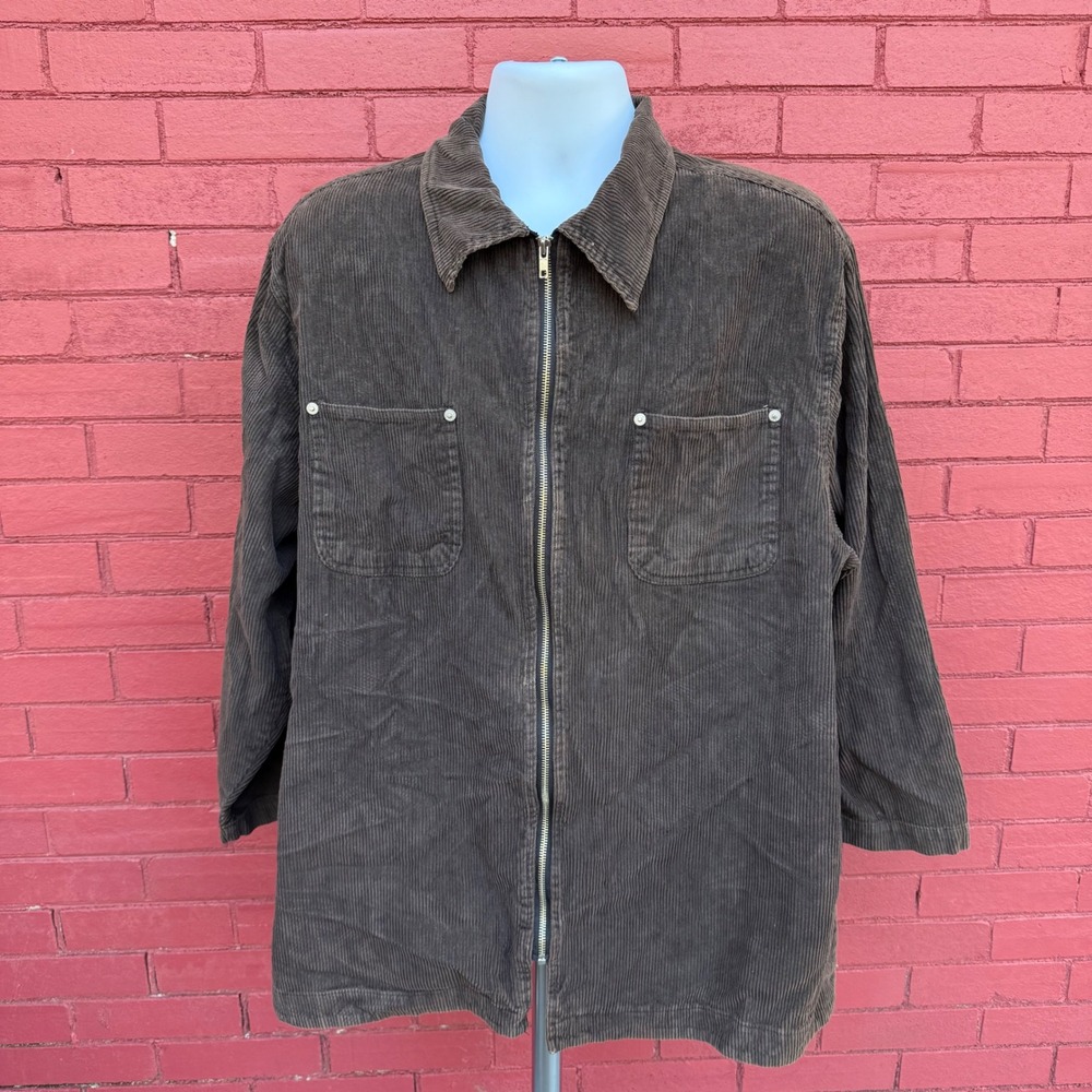 Vtg Y2K Faded Glory Corduroy Zip Up Jacket‎ Brown Womans Size 26/28 4XL Retro